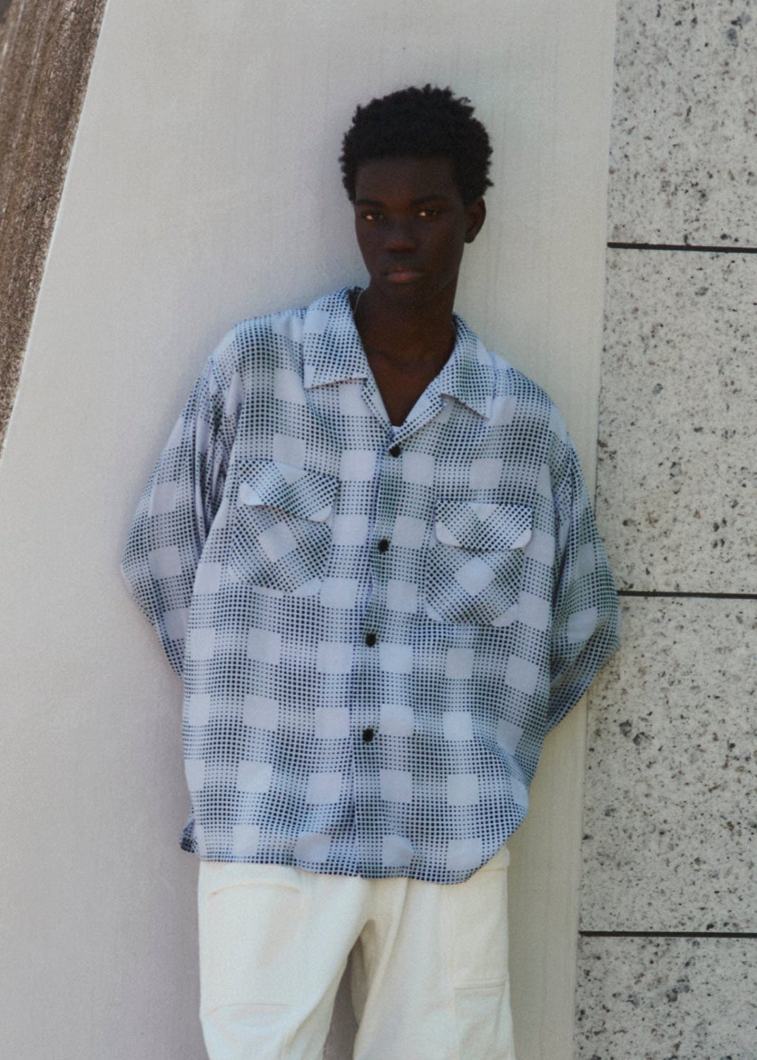 OPEN COLLAR CHECK SHIRT