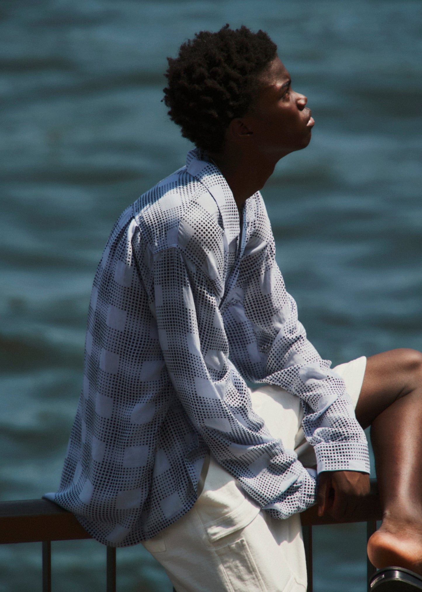 OPEN COLLAR CHECK SHIRT