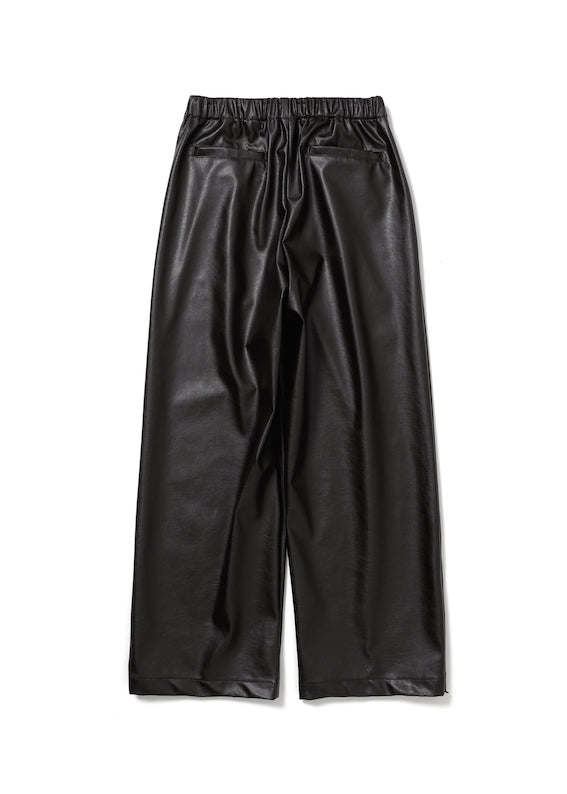 VEGAN LEATHER WIDE EASY PANTS