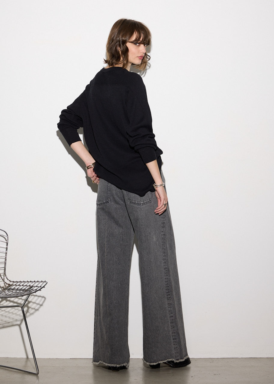 LINE CRASH WIDE DENIM PANTS