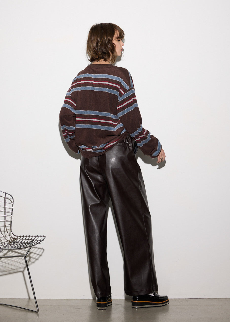 VEGAN LEATHER WIDE EASY PANTS