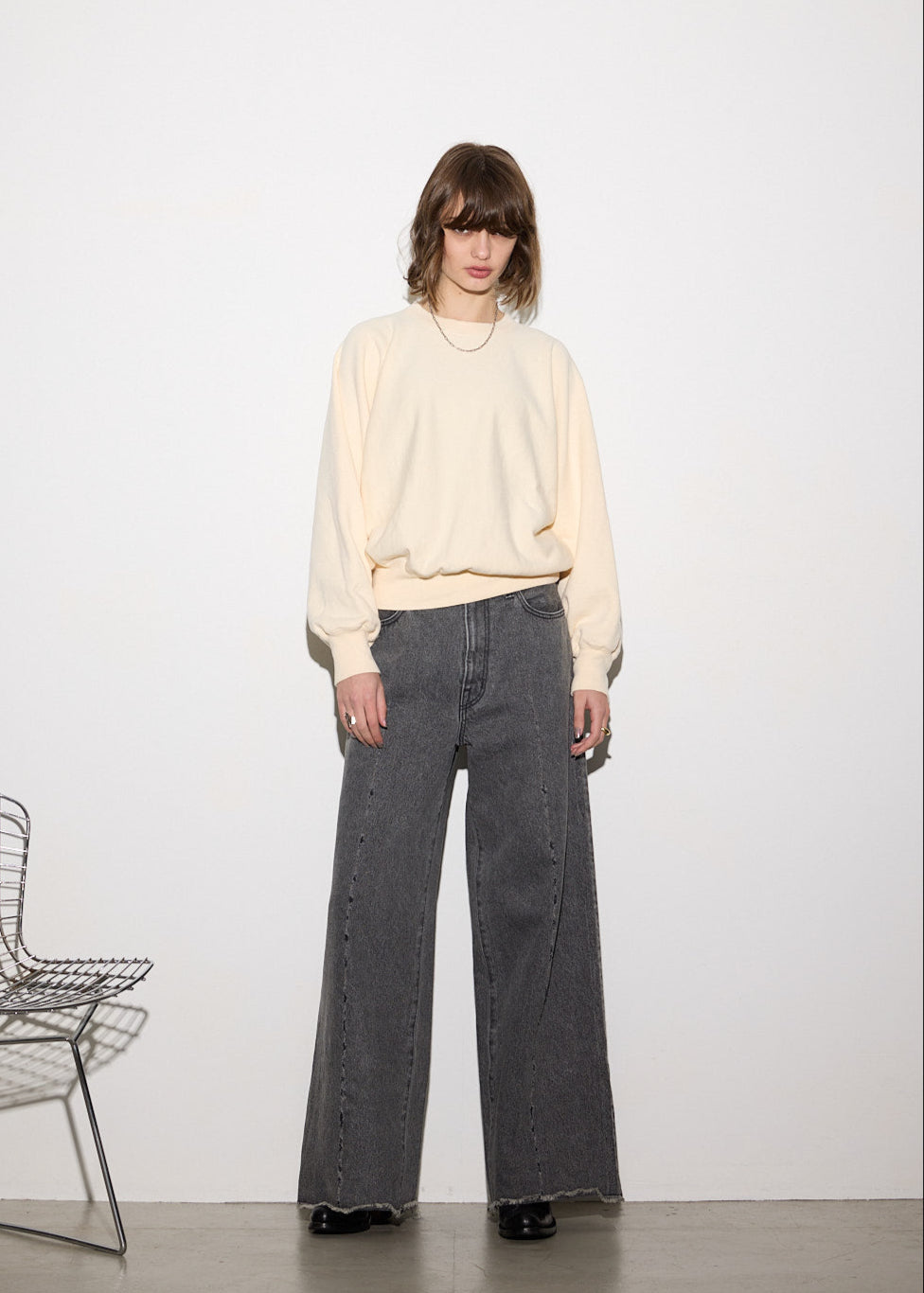 LINE CRASH WIDE DENIM PANTS