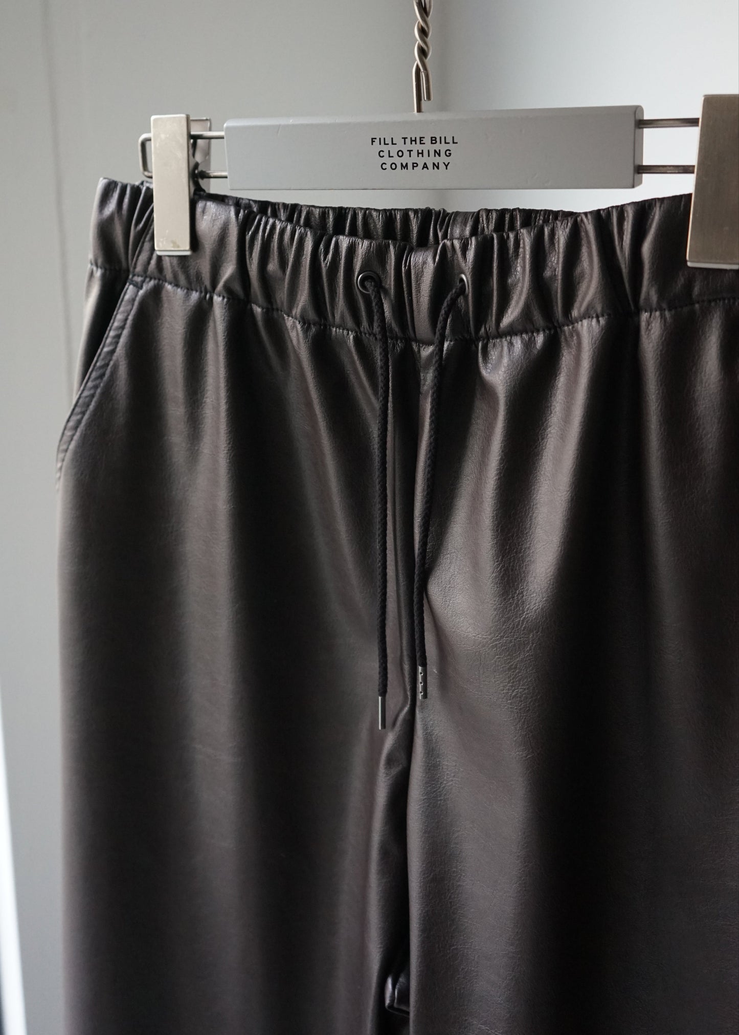 VEGAN LEATHER WIDE EASY PANTS