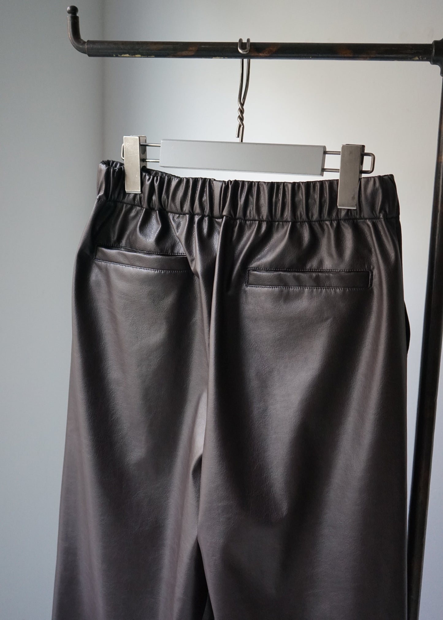VEGAN LEATHER WIDE EASY PANTS