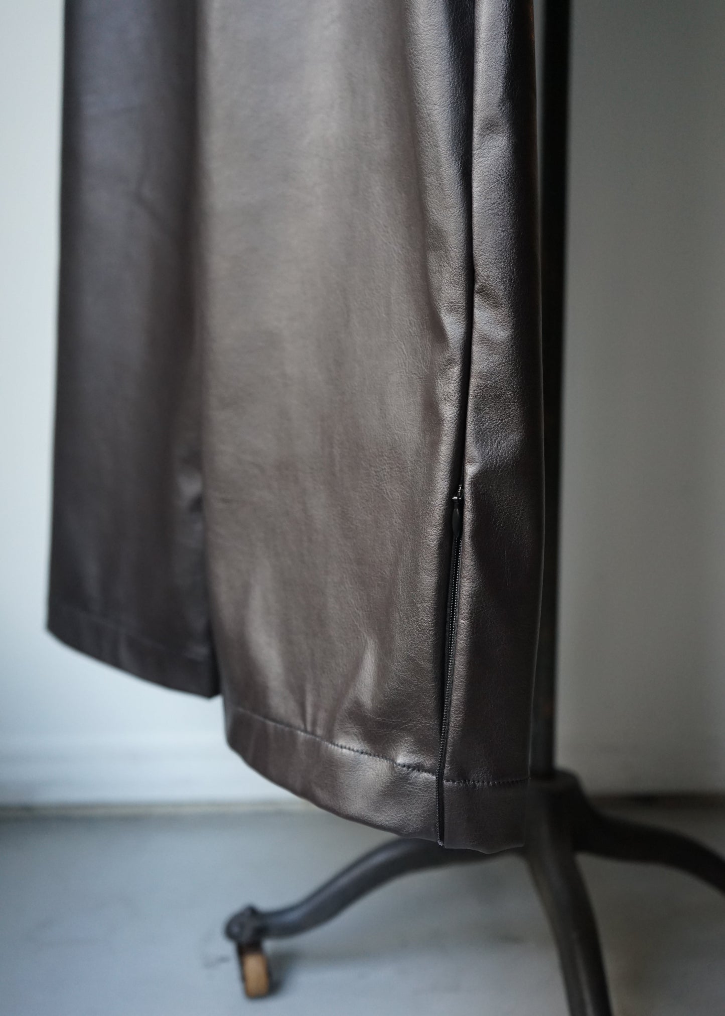 VEGAN LEATHER WIDE EASY PANTS