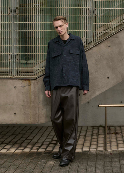 SQUARE POCKET OPEN COLLAR SHIRT