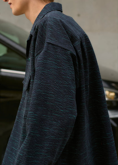 SQUARE POCKET OPEN COLLAR SHIRT