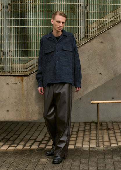 SQUARE POCKET OPEN COLLAR SHIRT