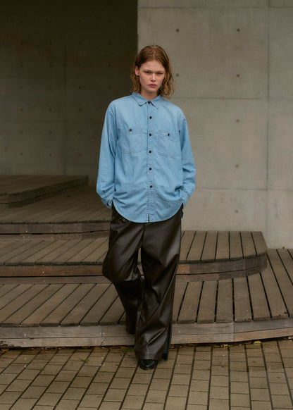 VEGAN LEATHER  WIDE EASY PANTS