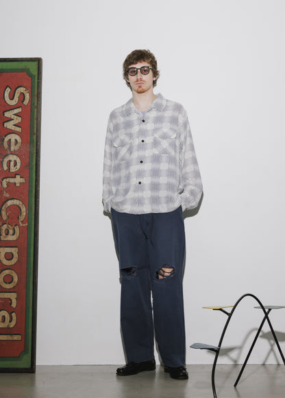 OPEN COLLAR CHECK SHIRT