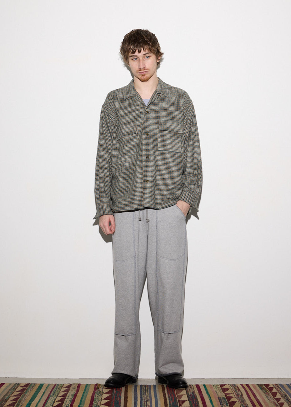 SQUARE POCKET OPEN COLLAR SHIRT