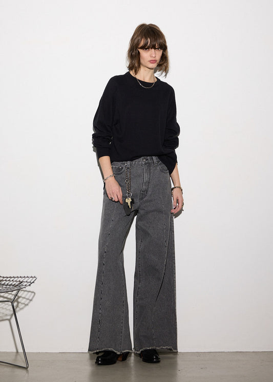 LINE CRASH WIDE DENIM PANTS