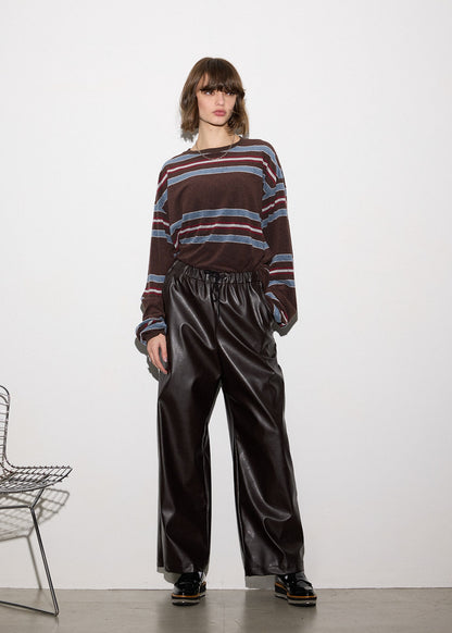 VEGAN LEATHER  WIDE EASY PANTS