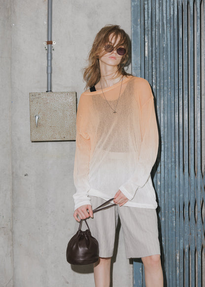GRADATION MESH LONG TEE