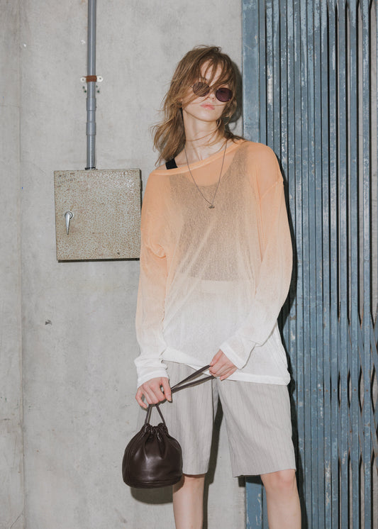 GRADATION MESH LONG TEE