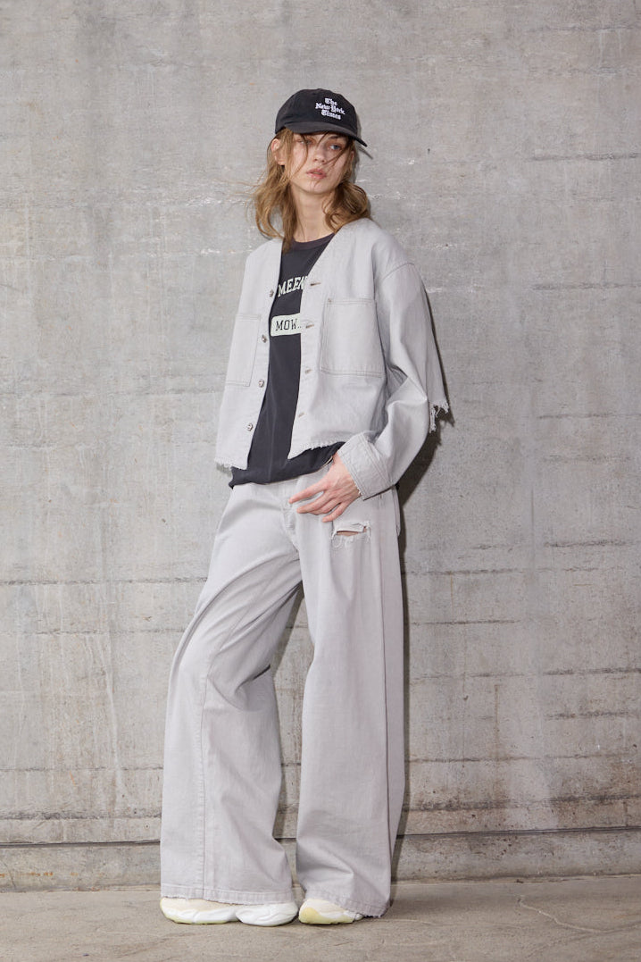 TACK WIDE DENIM PANTS
