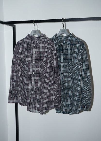 PRINT CHECK FLANNEL WORK SHIRT