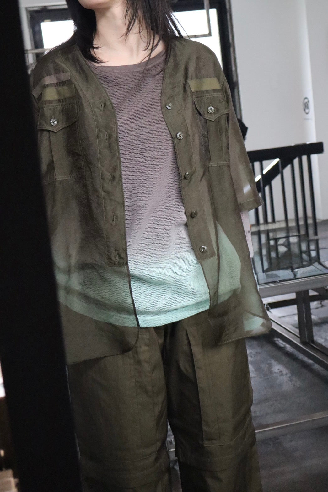 GRADATION MESH LONG TEE
