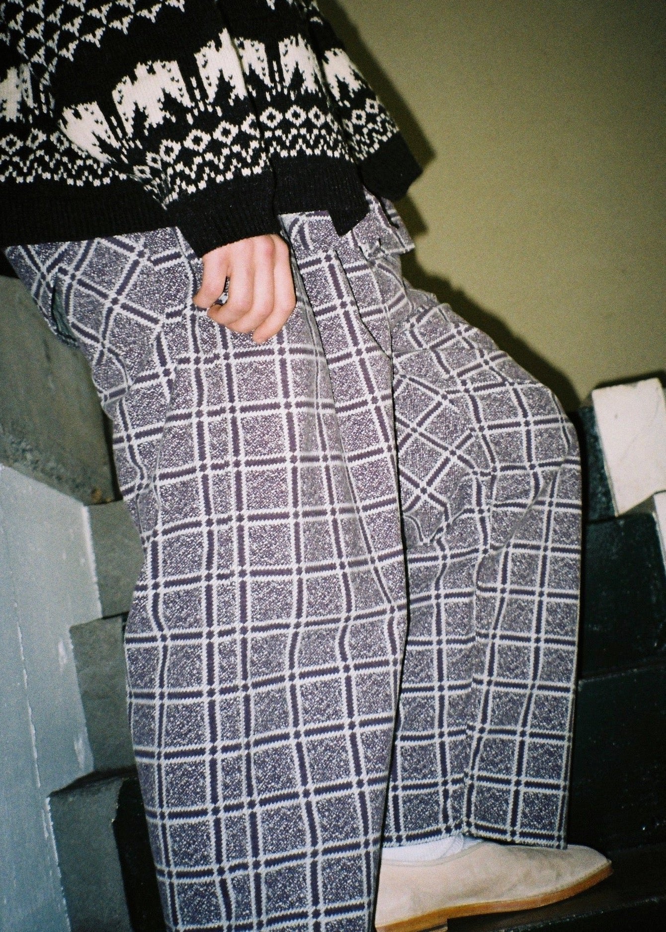 PRINT CHECK FLANNEL EASY PANTS