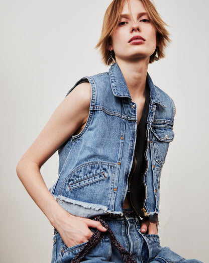 CROPPED DENIM VEST