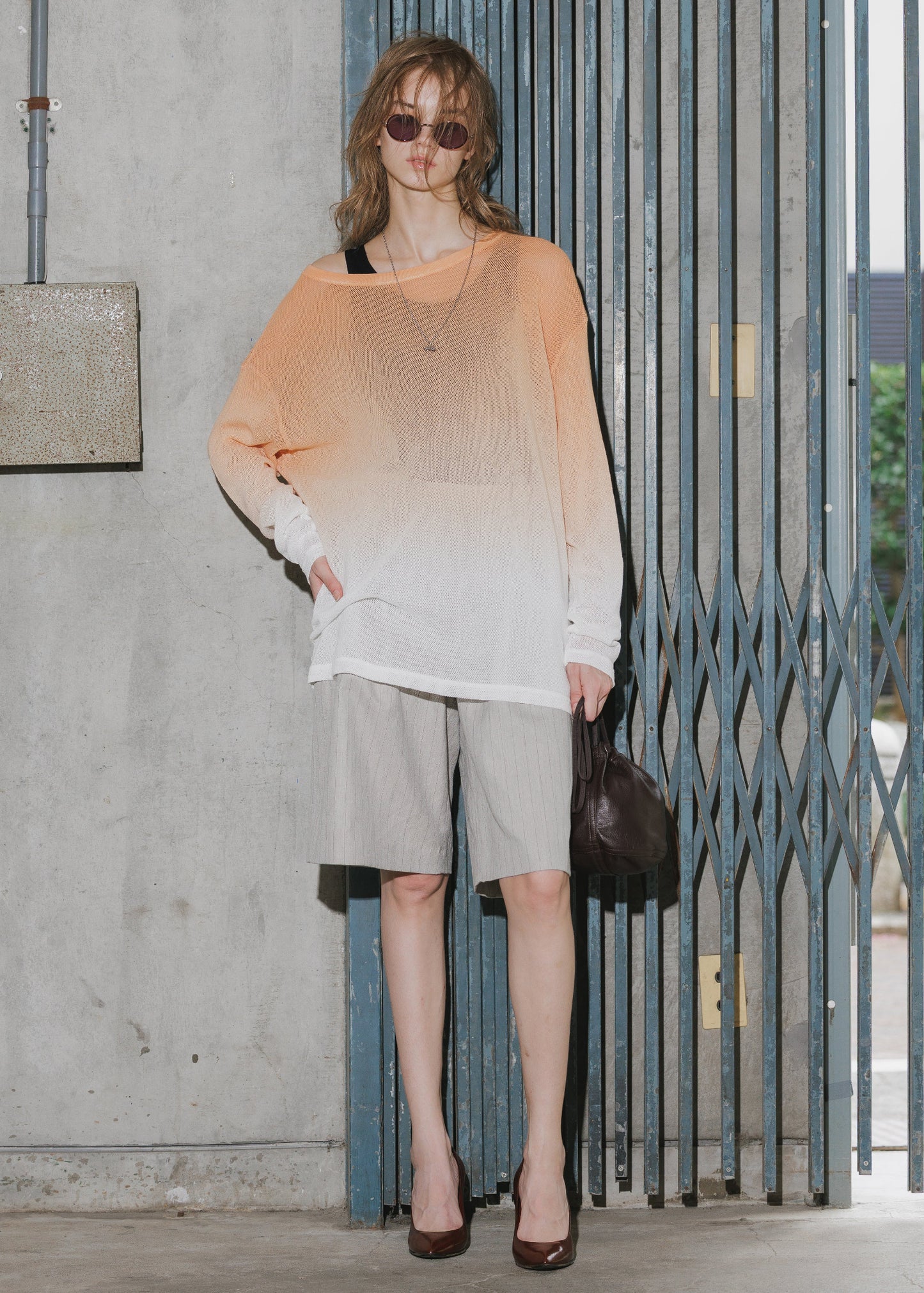 STRIPE WIDE HARF TROUSERS